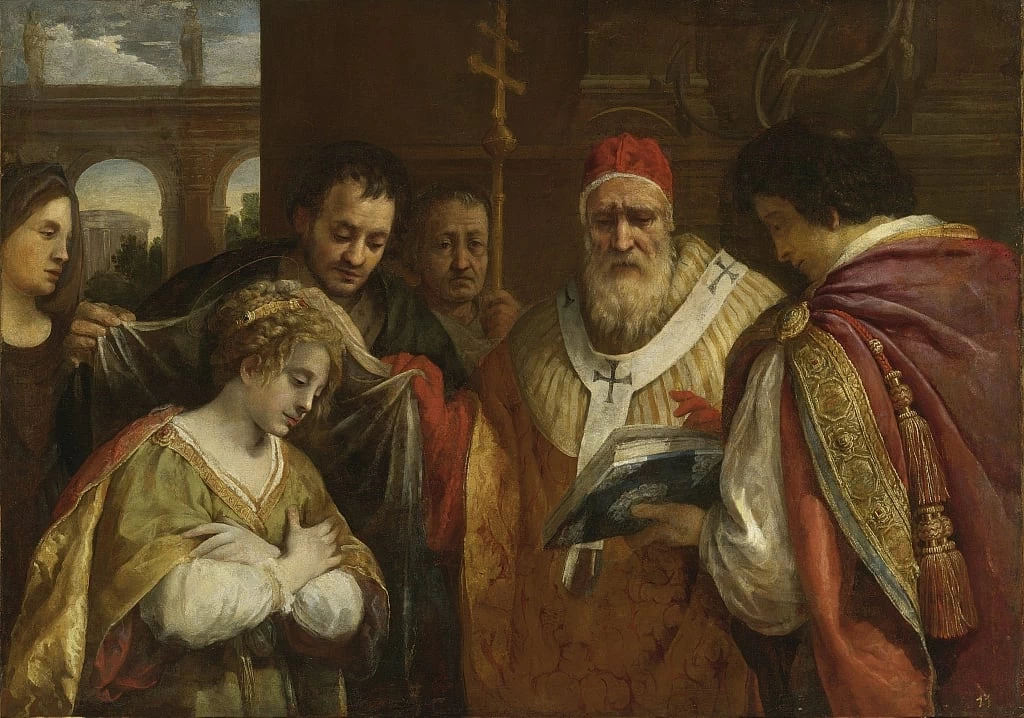 Santa Domitilla riceve il velo da papa Clemente I